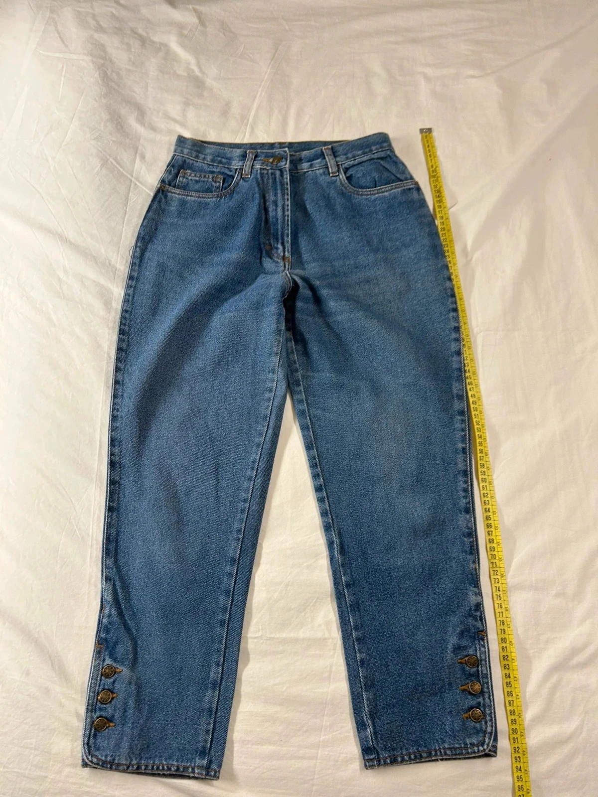 Jean bleu marine taille haute blancheporte